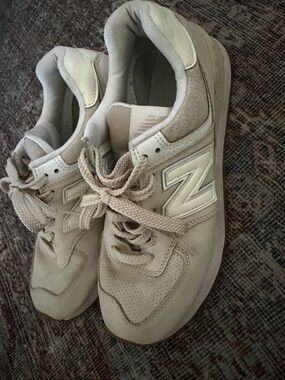 New Balance Cream Suede & Mesh Sneakers